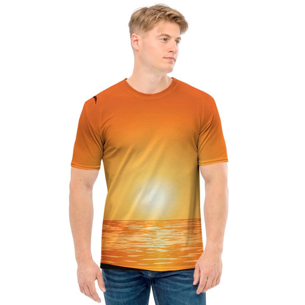 Palm Tree Beach Sunset Print Men's T-Shirt