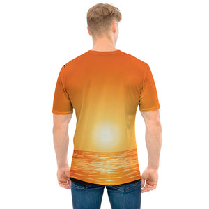 Palm Tree Beach Sunset Print Men's T-Shirt