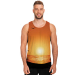 Palm Tree Beach Sunset Print Men's Tank Top