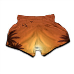 Palm Tree Beach Sunset Print Muay Thai Boxing Shorts