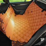 Palm Tree Beach Sunset Print Pet Car Back Seat Cover