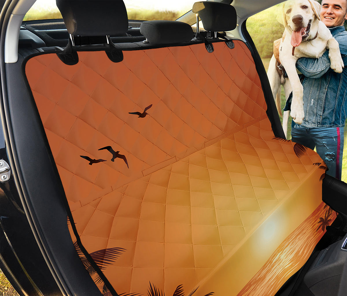 Palm Tree Beach Sunset Print Pet Car Back Seat Cover