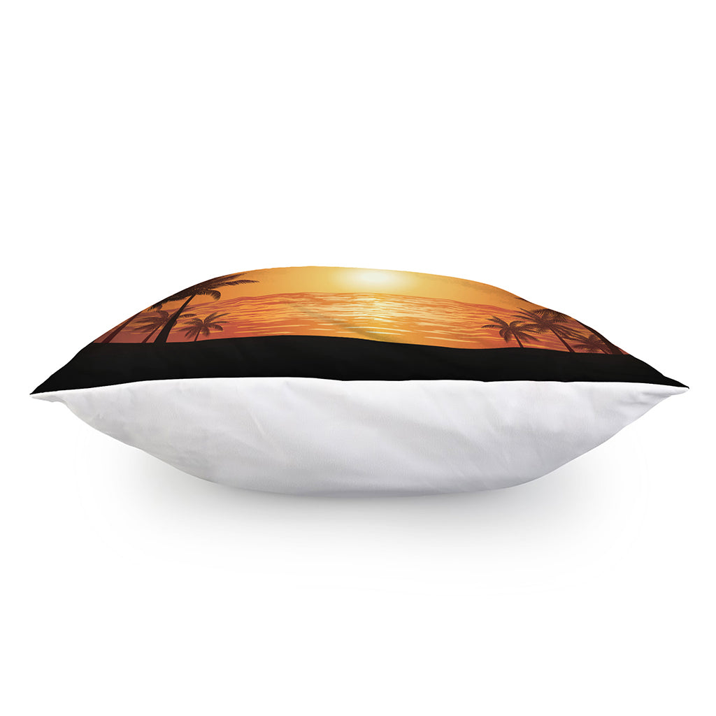Palm Tree Beach Sunset Print Pillow Cover