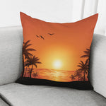 Palm Tree Beach Sunset Print Pillow Cover