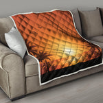 Palm Tree Beach Sunset Print Quilt