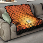 Palm Tree Beach Sunset Print Quilt