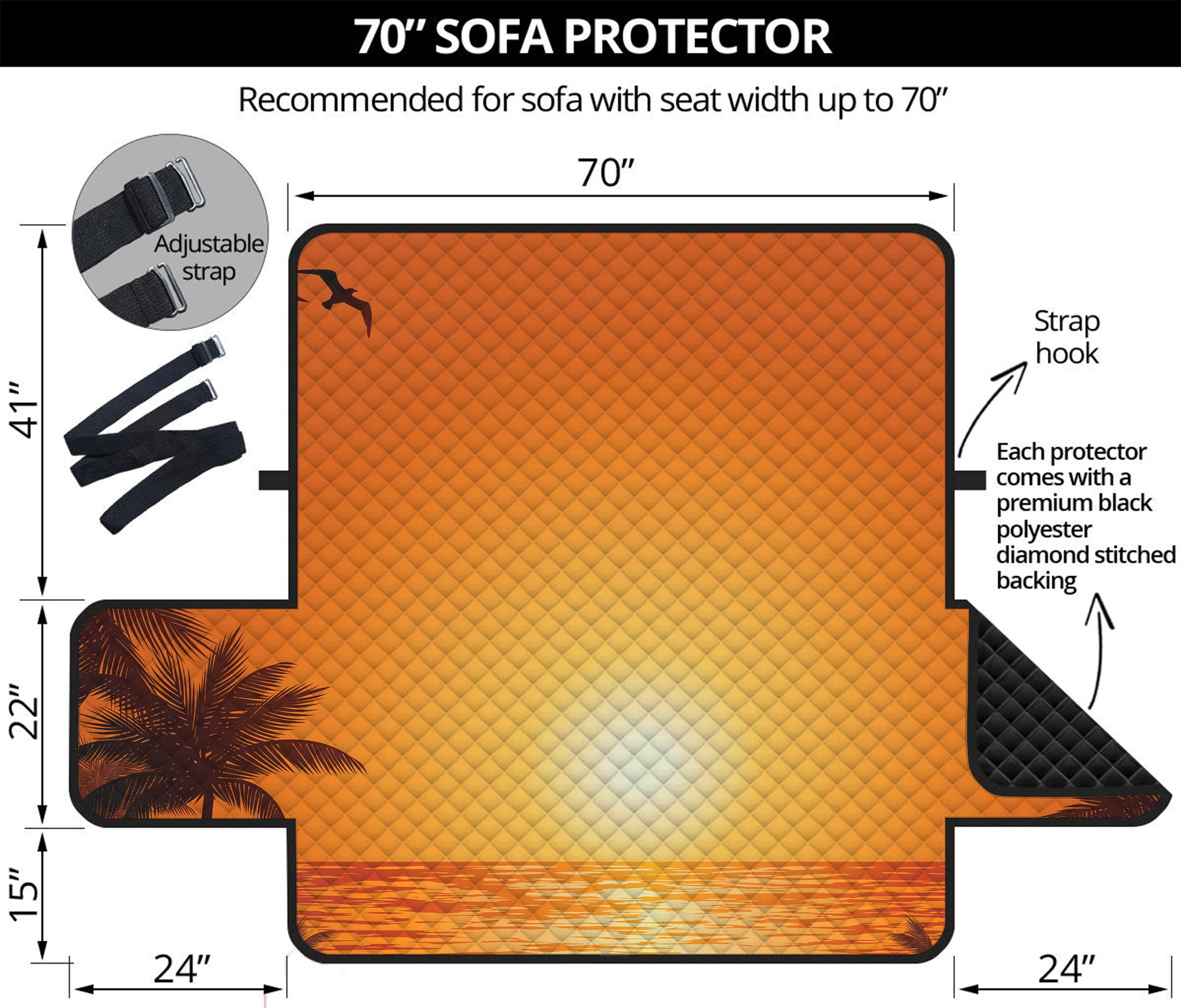 Palm Tree Beach Sunset Print Sofa Protector