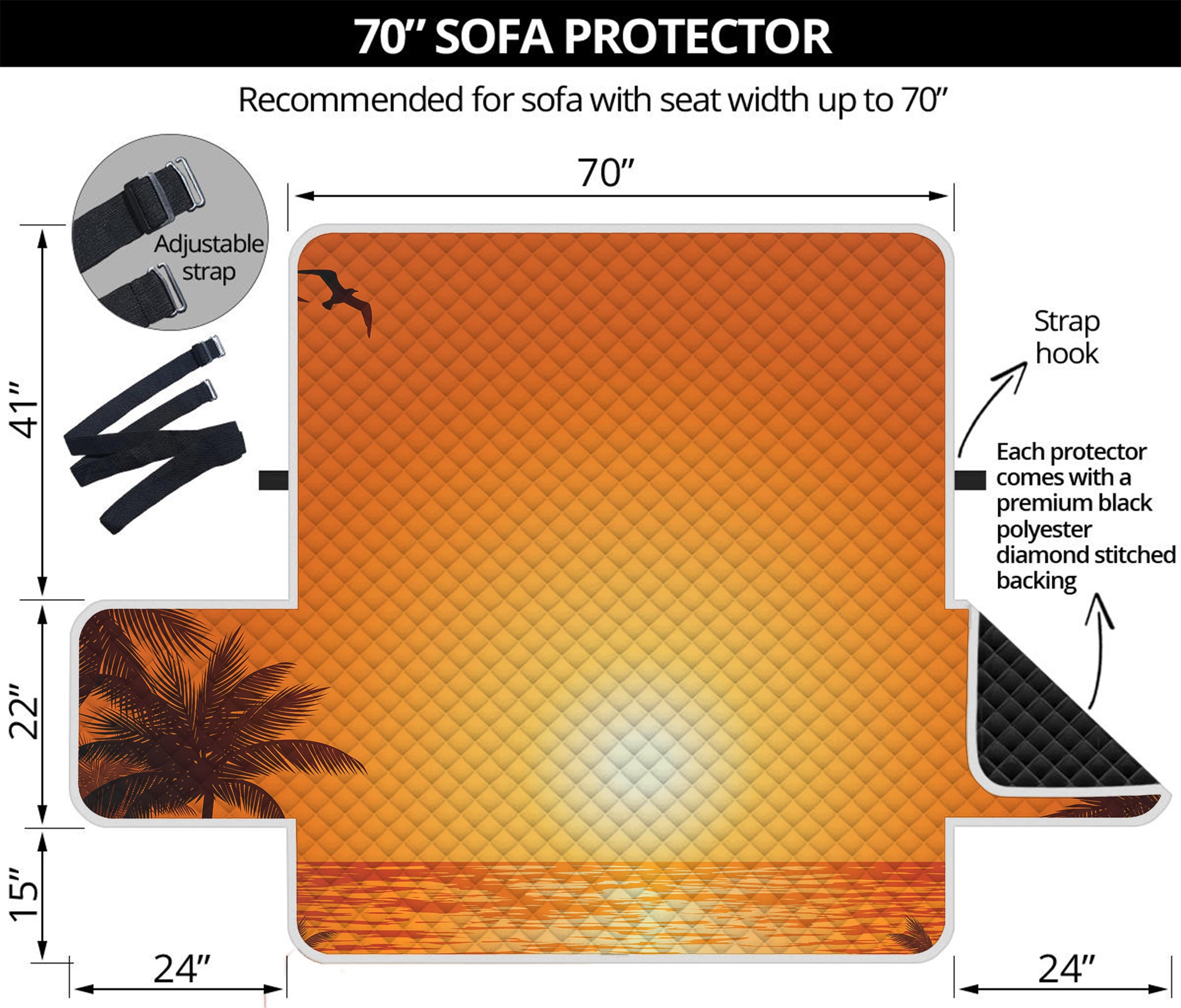 Palm Tree Beach Sunset Print Sofa Protector