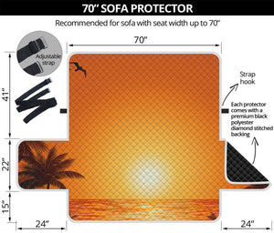 Palm Tree Beach Sunset Print Sofa Protector