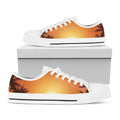 Palm Tree Beach Sunset Print White Low Top Sneakers