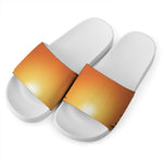 Palm Tree Beach Sunset Print White Slide Sandals