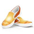Palm Tree Beach Sunset Print White Slip On Sneakers