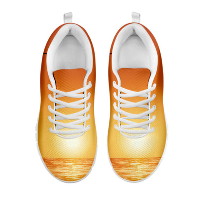 Palm Tree Beach Sunset Print White Sneakers