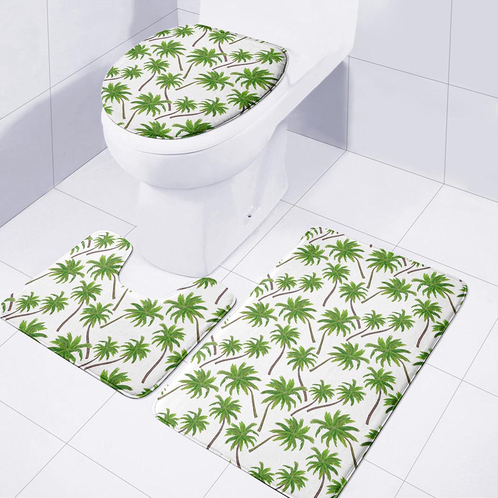 Palm Tree Pattern Print 3 Piece Bath Mat Set