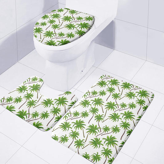 Palm Tree Pattern Print 3 Piece Bath Mat Set