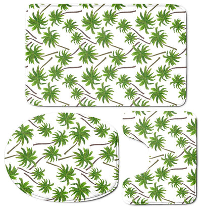 Palm Tree Pattern Print 3 Piece Bath Mat Set