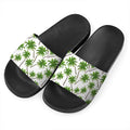 Palm Tree Pattern Print Black Slide Sandals