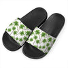 Palm Tree Pattern Print Black Slide Sandals