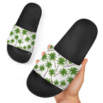 Palm Tree Pattern Print Black Slide Sandals