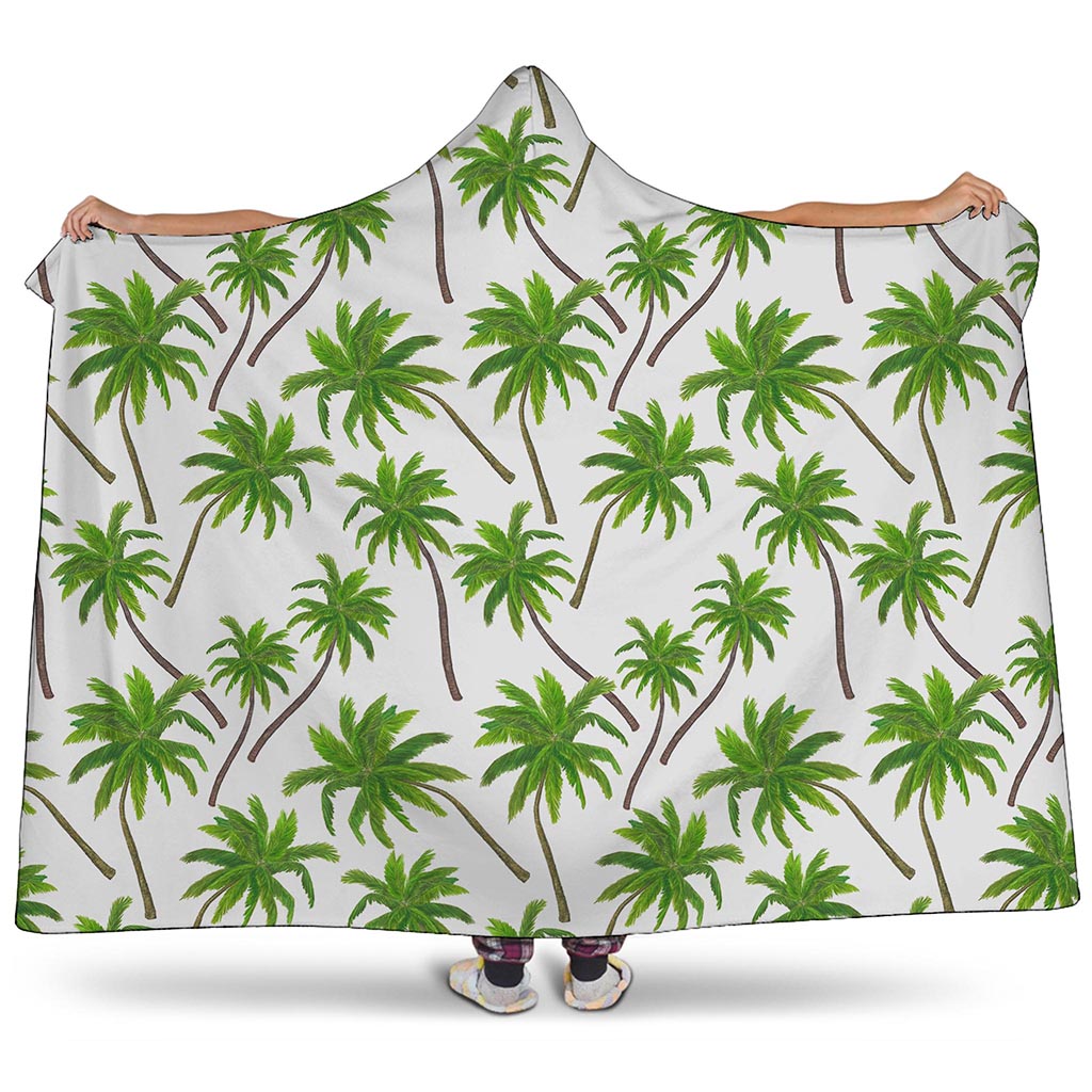 Palm Tree Pattern Print Hooded Blanket
