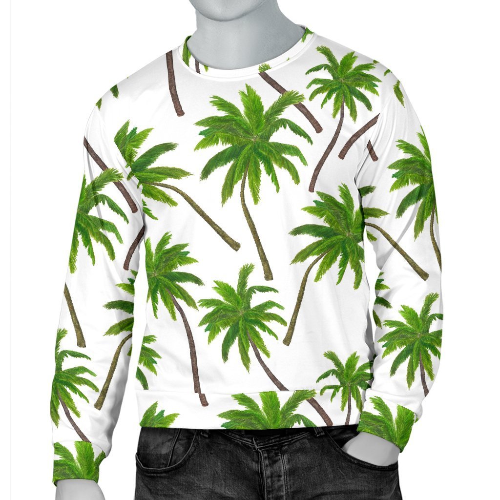 Palm Tree Pattern Print Men's Crewneck Sweatshirt GearFrost