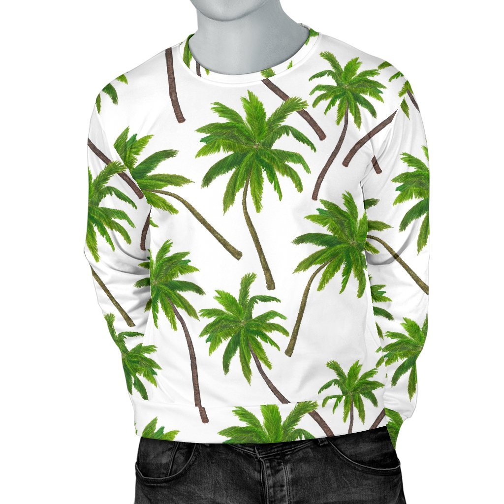 Palm Tree Pattern Print Men's Crewneck Sweatshirt GearFrost