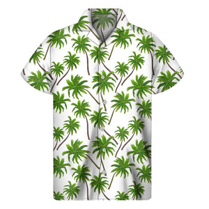 Palm Tree Pattern Print Men's Short Sleeve Shirt