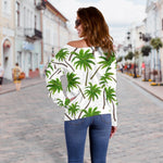 Palm Tree Pattern Print Off Shoulder Sweatshirt GearFrost