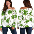 Palm Tree Pattern Print Off The Shoulder Sweatshirt