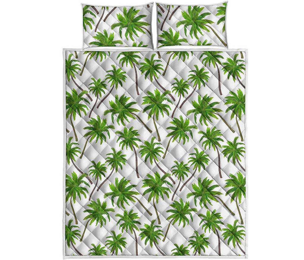 Palm Tree Pattern Print Quilt Bed Set