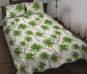 Palm Tree Pattern Print Quilt Bed Set