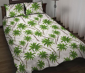 Palm Tree Pattern Print Quilt Bed Set