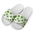 Palm Tree Pattern Print White Slide Sandals