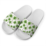 Palm Tree Pattern Print White Slide Sandals