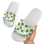 Palm Tree Pattern Print White Slide Sandals