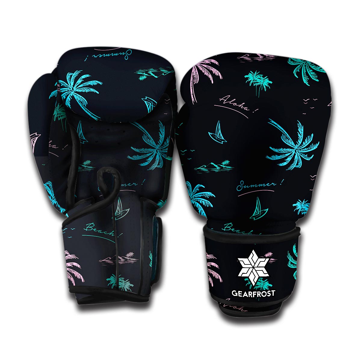 Palm Tree Summer Beach Pattern Print Boxing Gloves