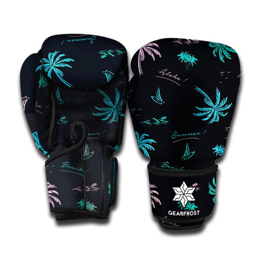 Palm Tree Summer Beach Pattern Print Boxing Gloves