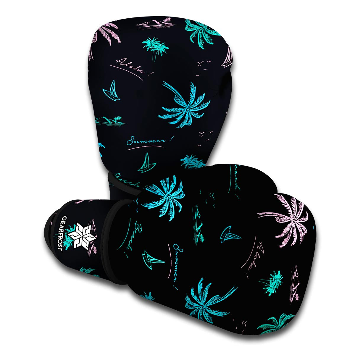 Palm Tree Summer Beach Pattern Print Boxing Gloves