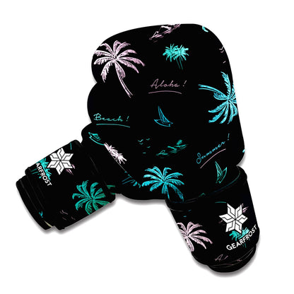 Palm Tree Summer Beach Pattern Print Boxing Gloves