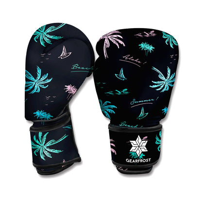 Palm Tree Summer Beach Pattern Print Boxing Gloves