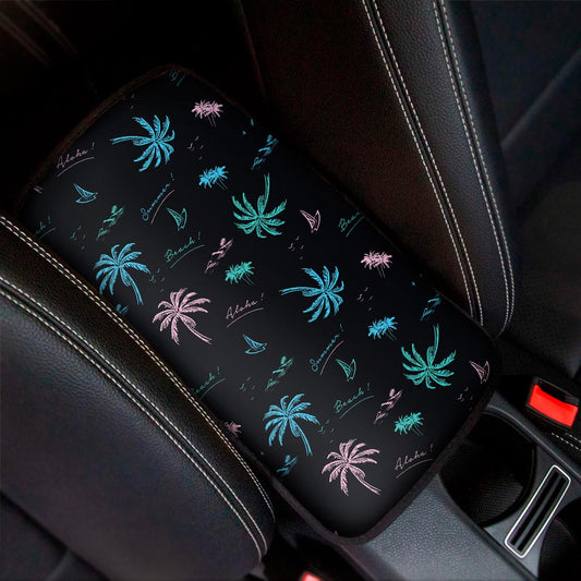 Palm Tree Summer Beach Pattern Print Car Center Console Cover