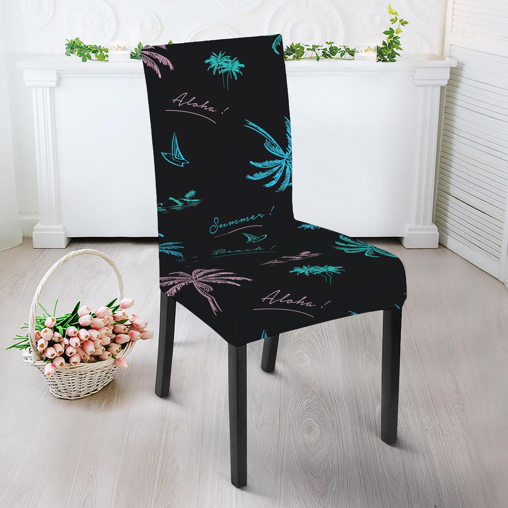Palm Tree Summer Beach Pattern Print Dining Chair Slipcover