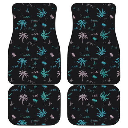 Palm Tree Summer Beach Pattern Print Front and Back Car Floor Mats