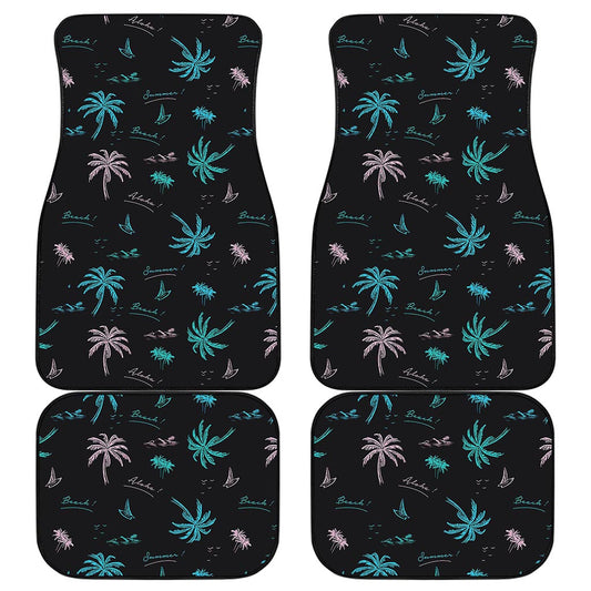 Palm Tree Summer Beach Pattern Print Front and Back Car Floor Mats