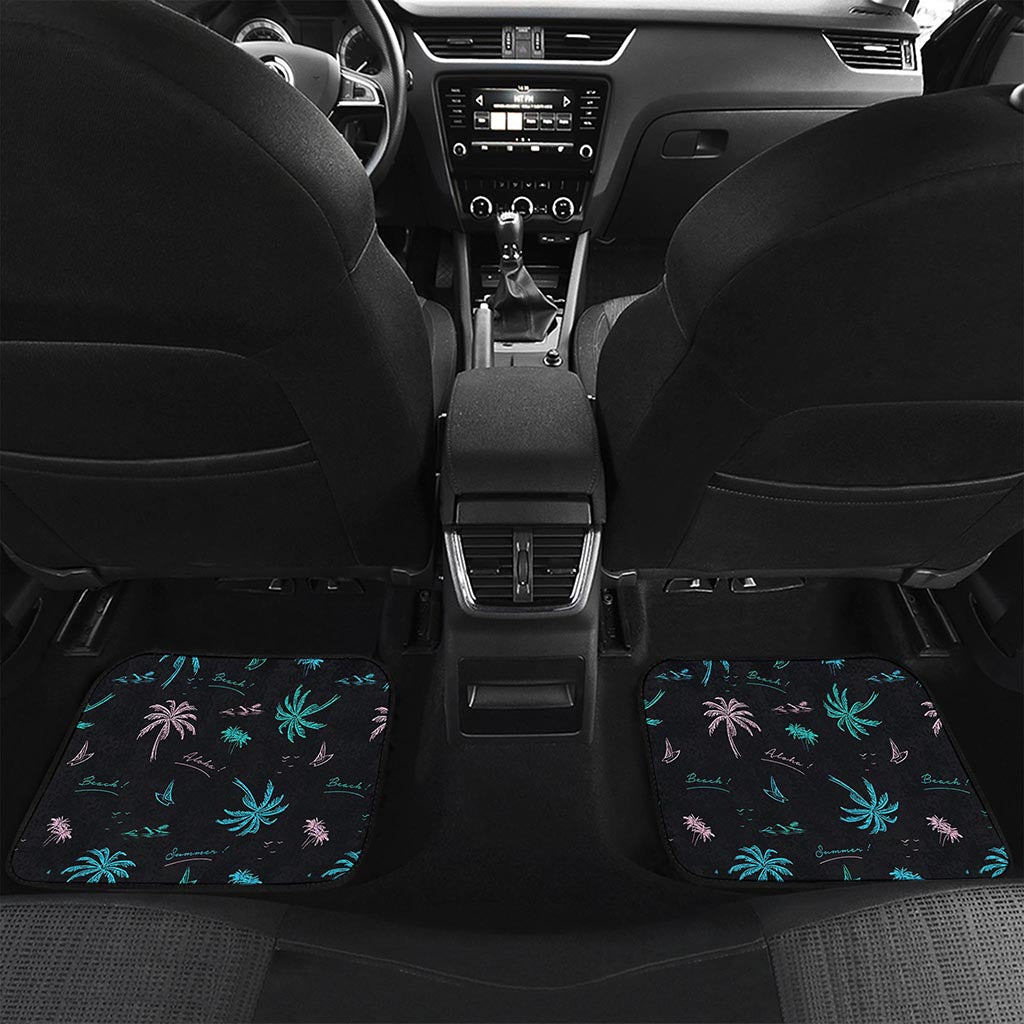 Palm Tree Summer Beach Pattern Print Front and Back Car Floor Mats