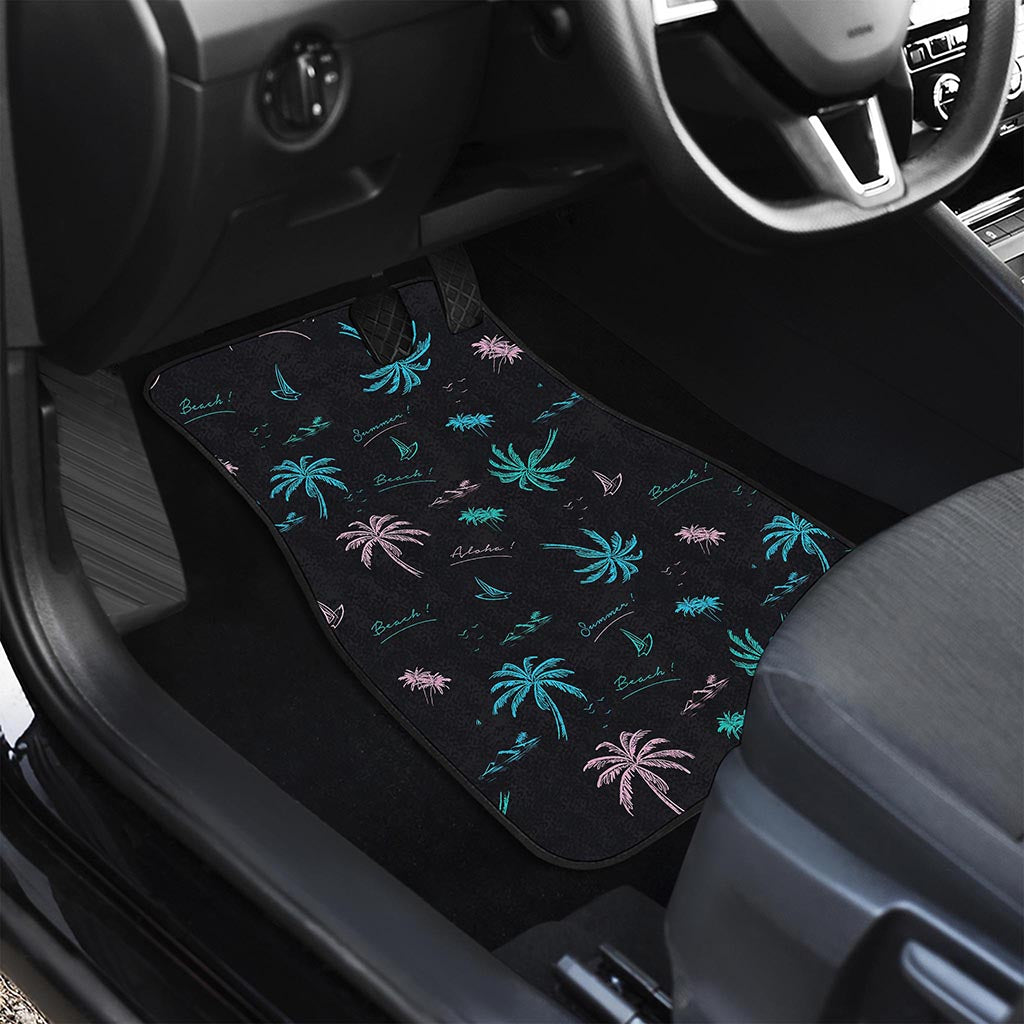 Palm Tree Summer Beach Pattern Print Front and Back Car Floor Mats