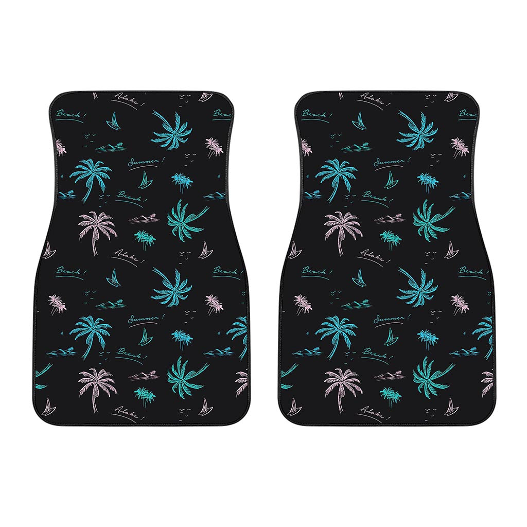 Palm Tree Summer Beach Pattern Print Front Car Floor Mats