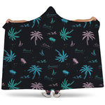 Palm Tree Summer Beach Pattern Print Hooded Blanket