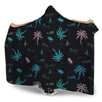 Palm Tree Summer Beach Pattern Print Hooded Blanket