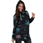 Palm Tree Summer Beach Pattern Print Hoodie Dress GearFrost